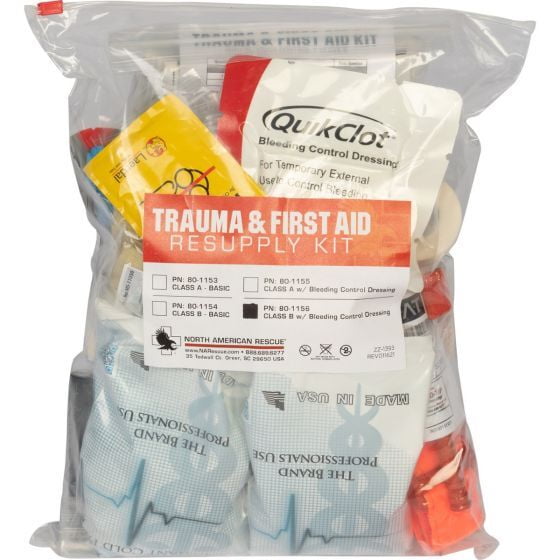 TRAUMA AND FIRST AID RESUPPLY KIT - CLASS B with Bleeding Control Dressing